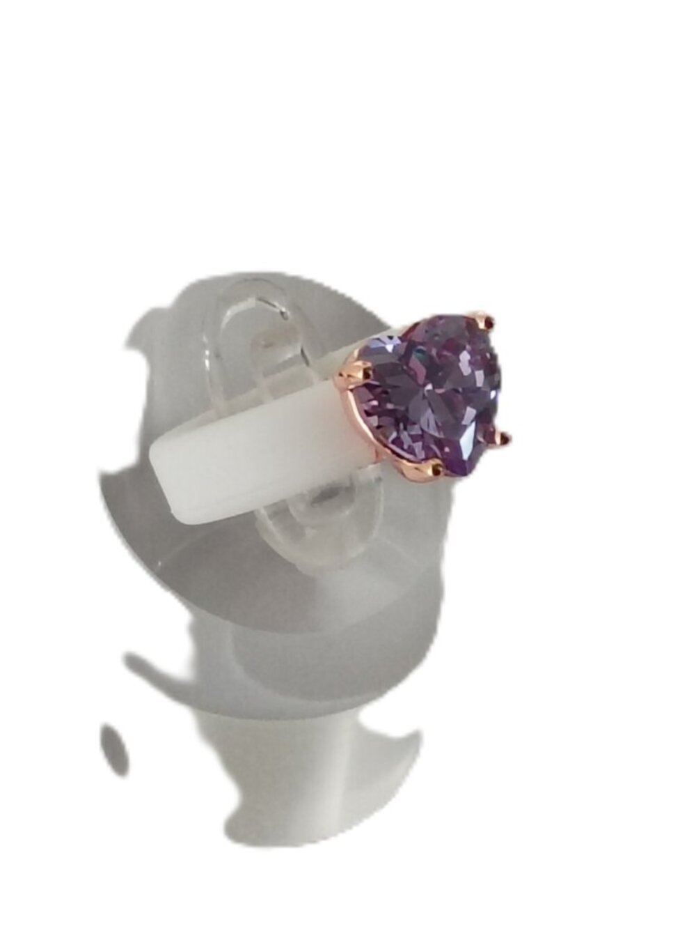 Size 8 White Silicone Promise Ring with Purple Heart Stone | Cute Love Ring